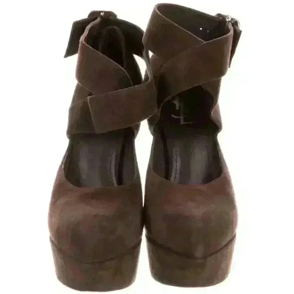 YSL Authentic Vintage Suede Ankle-Strap Platform Pumps - Picture 1 of 14